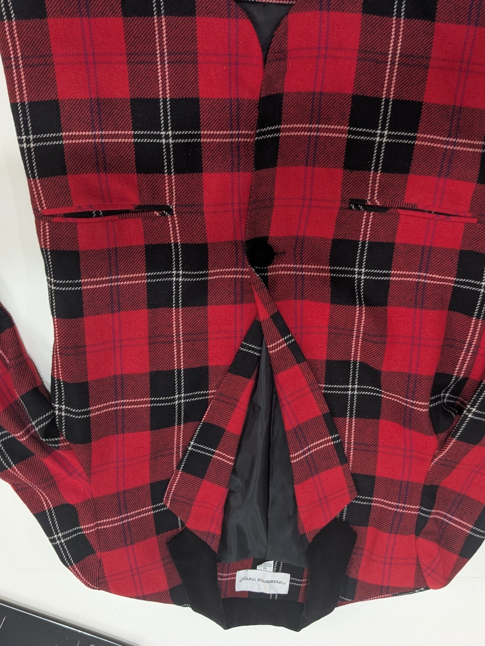 Fundamental Things Vintage Red & Black Plaid Blazer – Women’s Size 10